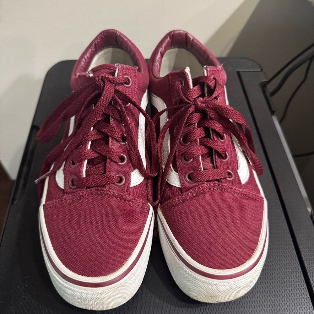 Vans Women's Sneakers - Burgundy and White
